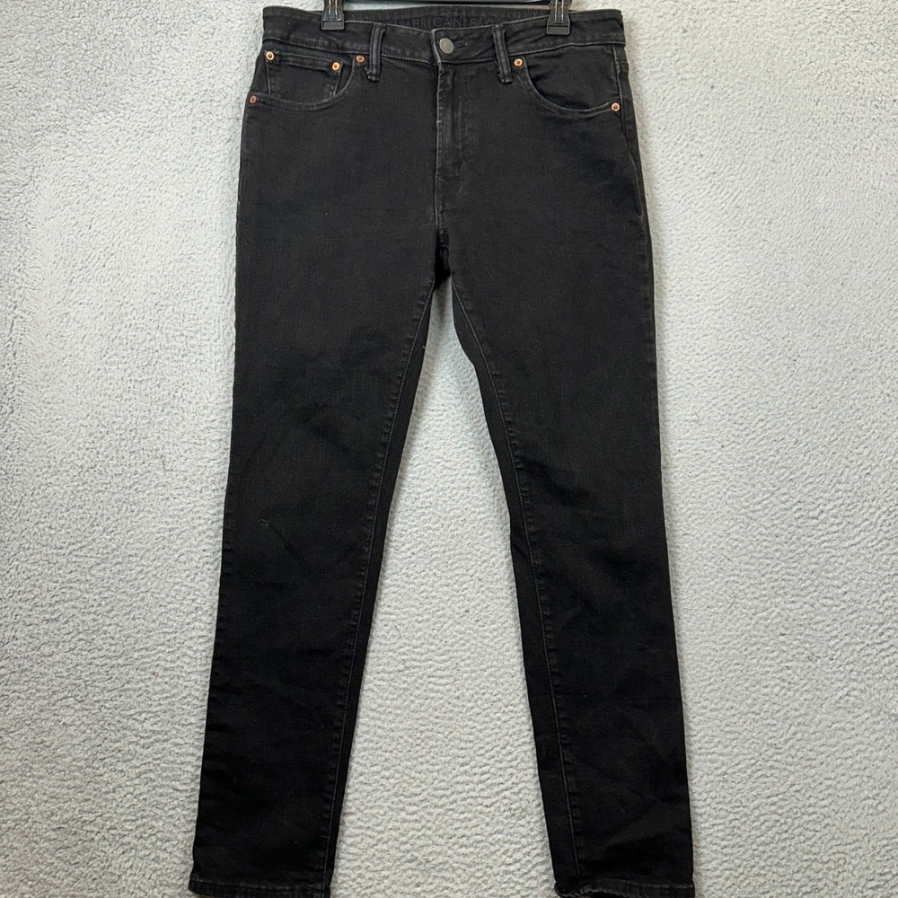 American Eagle Jeans Mens 34X32 Airflex Slim Black Skinny Fit Stretch Denim EUC